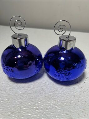 Blue Holiday Ball Ornament Card Holder Set - 2-Pack